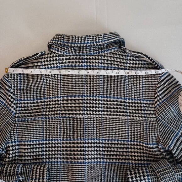 Me Jane Black White Blue Plaid Cropped Jacket Pockets Size Medium NWT - Picture 11 of 16
